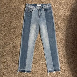 Flying Monkey color block High Rise Crop Straight Jeans -size 27